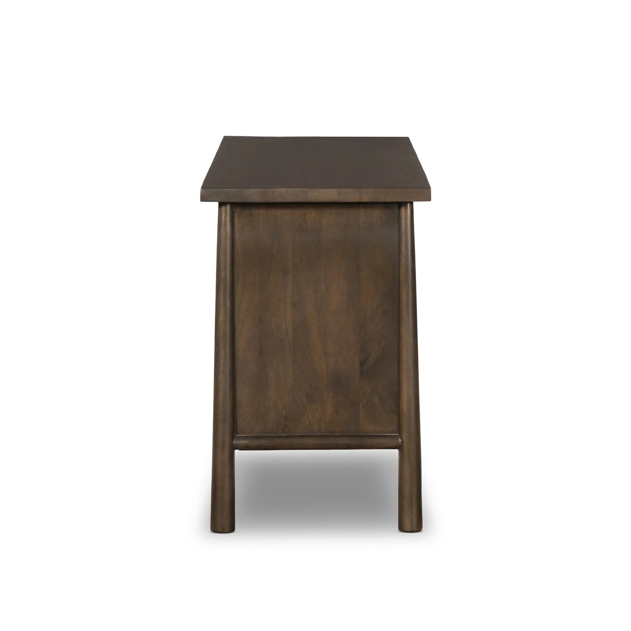 Inspired by French antique design, this dresser stands on round tapered legs with a prominent overhang top. Made of mango wood with cast iron key ring pulls, six drawers make it a versatile addition to the bedroom Amethyst Home provides interior design, new home construction design consulting, vintage area rugs, and lighting in the Seattle metro area.