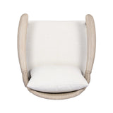 Dove-grey teak with a washed finish, linen-like upholstery and a braided woven seatback blend together for a monochromatic look on this outdoor chair. The slightly sun-aged look comes together for a style that evokes coastal vibes. Cover or store inside during inclement weather or when not in use. Amethyst Home provides interior design, new home construction design consulting, vintage area rugs, and lighting in the Laguna Beach metro area.
