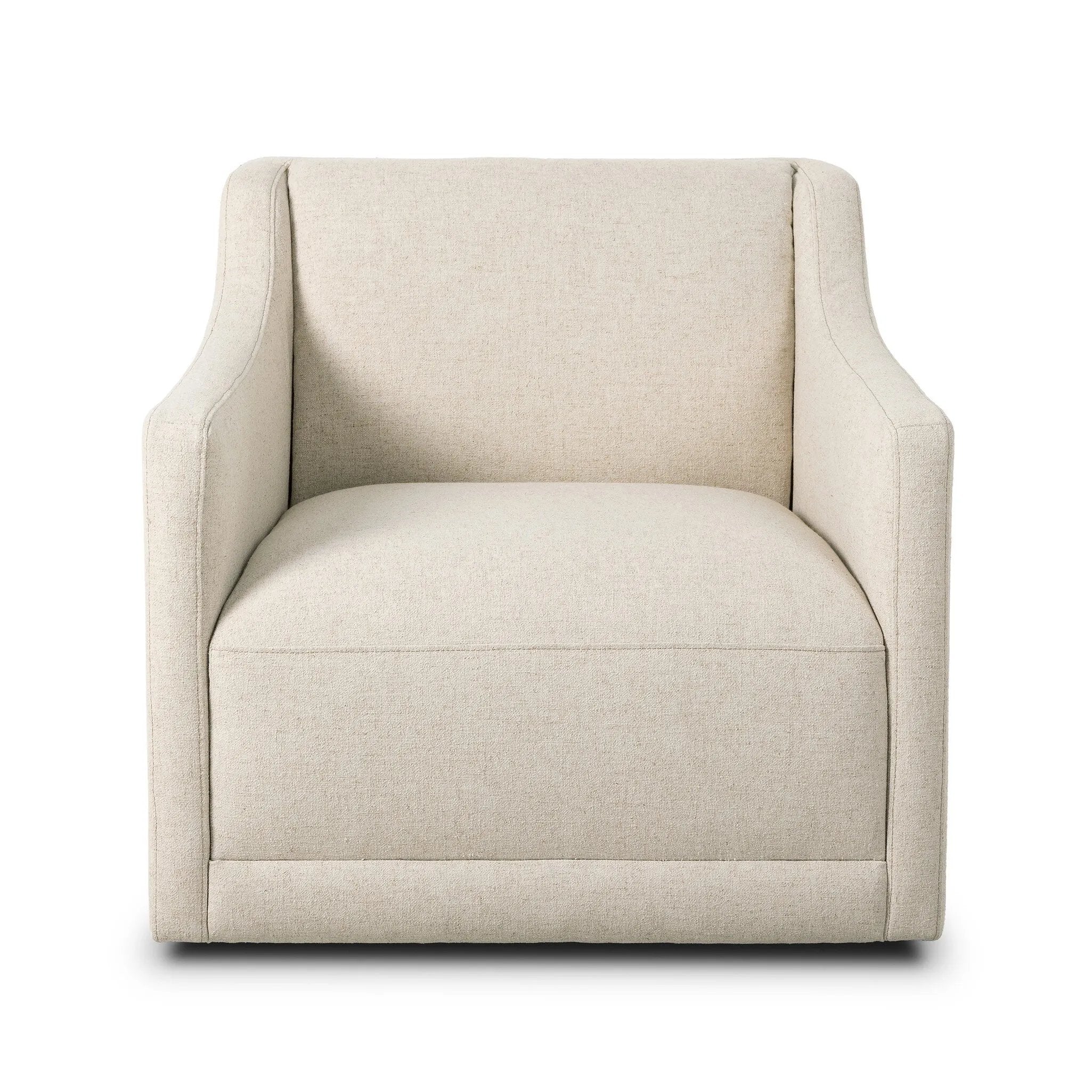 Streamlined proportions meet a reimagined traditional silhouette. Inset with a smooth swivel base, the chair features refined, sleek dimensions and a tiered, upholstered seat deck for a tailored look.As enthusiasts of organic modern design at Amethyst, we love the warm modern inspired Gianna Swivel Chair - Antwerp Natural. Amethyst Home provides interior design, new home construction design consulting, vintage area rugs, and lighting in the Alpharetta metro area.