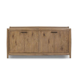 The traditional spindle structure brought to modern speed. Made from weathered oak, the sideboard brings generous storage space to dining and entertaining, working into a range of spaces and collections with ease. Simple cylindrical hardware is finished in an aged bronze Amethyst Home provides interior design, new home construction design consulting, vintage area rugs, and lighting in the Boston metro area.