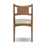 A curved back wrapped and textural woven paper cord take this everyday dining chair to new heights. FSC®-certified teak frames a tightly woven seat for a clean, monochromatic look. Cover or store inside during inclement weather and when not in use. Amethyst Home provides interior design, new home construction design consulting, vintage area rugs, and lighting in the Charlotte metro area.