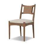 A curved back wrapped and textural woven paper cord take this everyday dining chair to new heights. FSC®-certified teak frames a tightly woven seat for a clean, monochromatic look. Cover or store inside during inclement weather and when not in use. Amethyst Home provides interior design, new home construction design consulting, vintage area rugs, and lighting in the Nashville metro area.