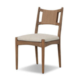 A curved back wrapped and textural woven paper cord take this everyday dining chair to new heights. FSC®-certified teak frames a tightly woven seat for a clean, monochromatic look. Cover or store inside during inclement weather and when not in use. Amethyst Home provides interior design, new home construction design consulting, vintage area rugs, and lighting in the Nashville metro area.