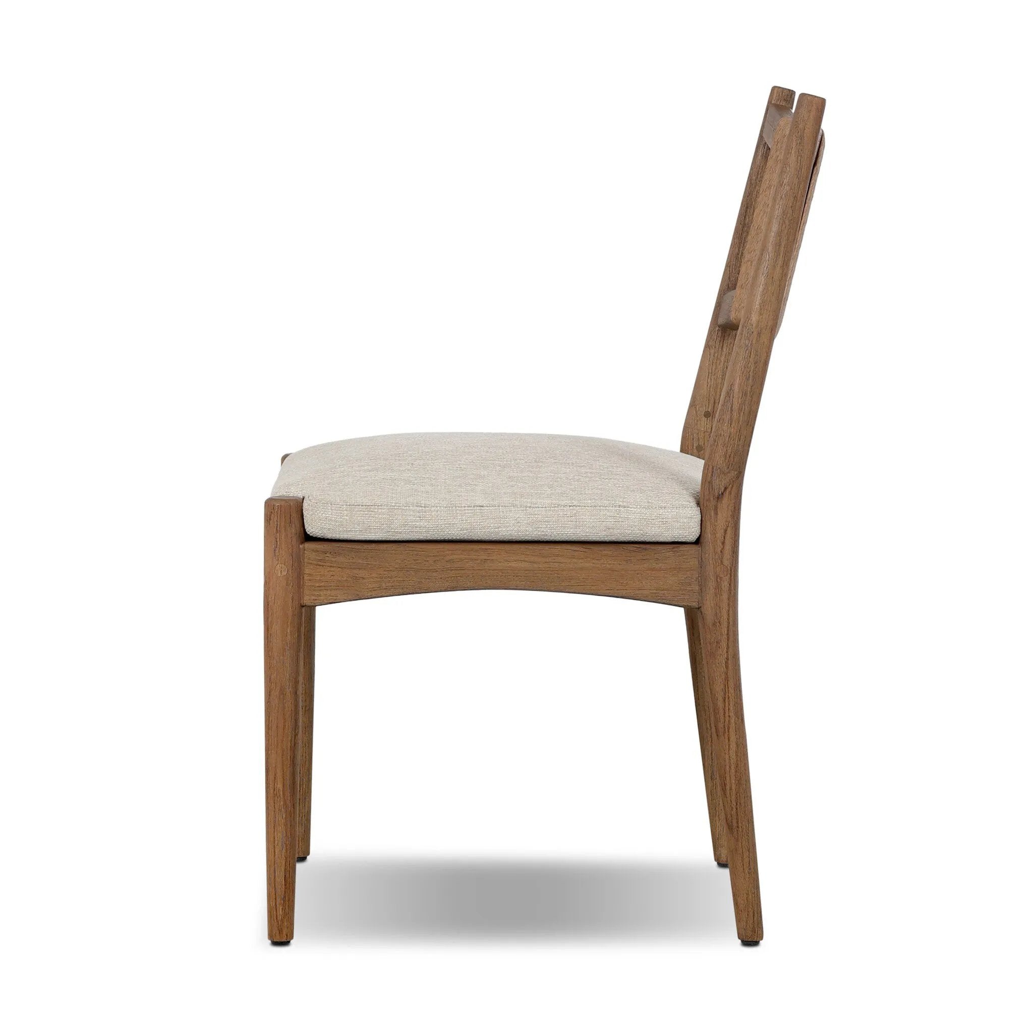 A curved back wrapped and textural woven paper cord take this everyday dining chair to new heights. FSC®-certified teak frames a tightly woven seat for a clean, monochromatic look. Cover or store inside during inclement weather and when not in use. Amethyst Home provides interior design, new home construction design consulting, vintage area rugs, and lighting in the Winter Garden metro area.