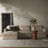 Featuring Hampton Evere Creme 2-Piece Left Chaise Slipcover Sectional by Four Hands at Amethyst Home. Proudly built by American makers using US-sourced materials and mechanisms. This slipcovered sectional features clean track arms for a classic, traditional look, PFAS-free performance fabric, and feather filling for a plush sit. Slipcovered styles are fully re. Amethyst Home provides interior design, new home construction design consulting, vintage area rugs, and lighting in the Austin metro area.