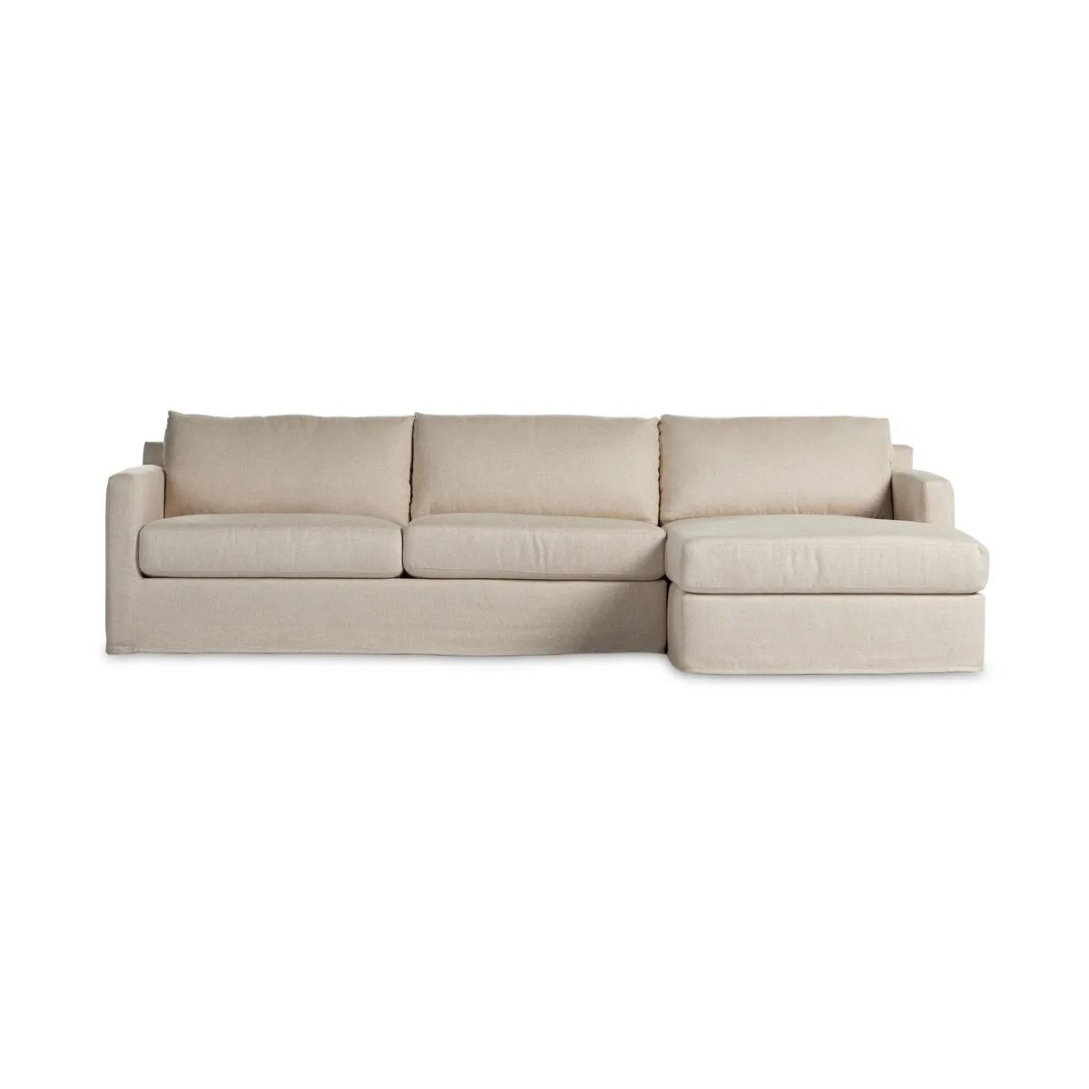 Hampton Evere Creme 2-Piece Right Chaise Slipcover Sectional