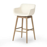 Featuring Hannah Kerbey Ivory Swivel Bar + Counter Stool by Four Hands at Amethyst Home. BarOverall Dimensions: 21.75"w x 20.50"d x 40.75"hWeight: 23.81 lbsCounterOverall Dimensions: 21.75"w x 20.50"d x 36.75"hWeight: 21.61 lbsMaterials: 96% Polyester, 4% Acrylic, Solid Ash, Poplar Plywood. Amethyst Home provides interior design, new home construction design consulting, vintage area rugs, and lighting in the Alpharetta metro area.