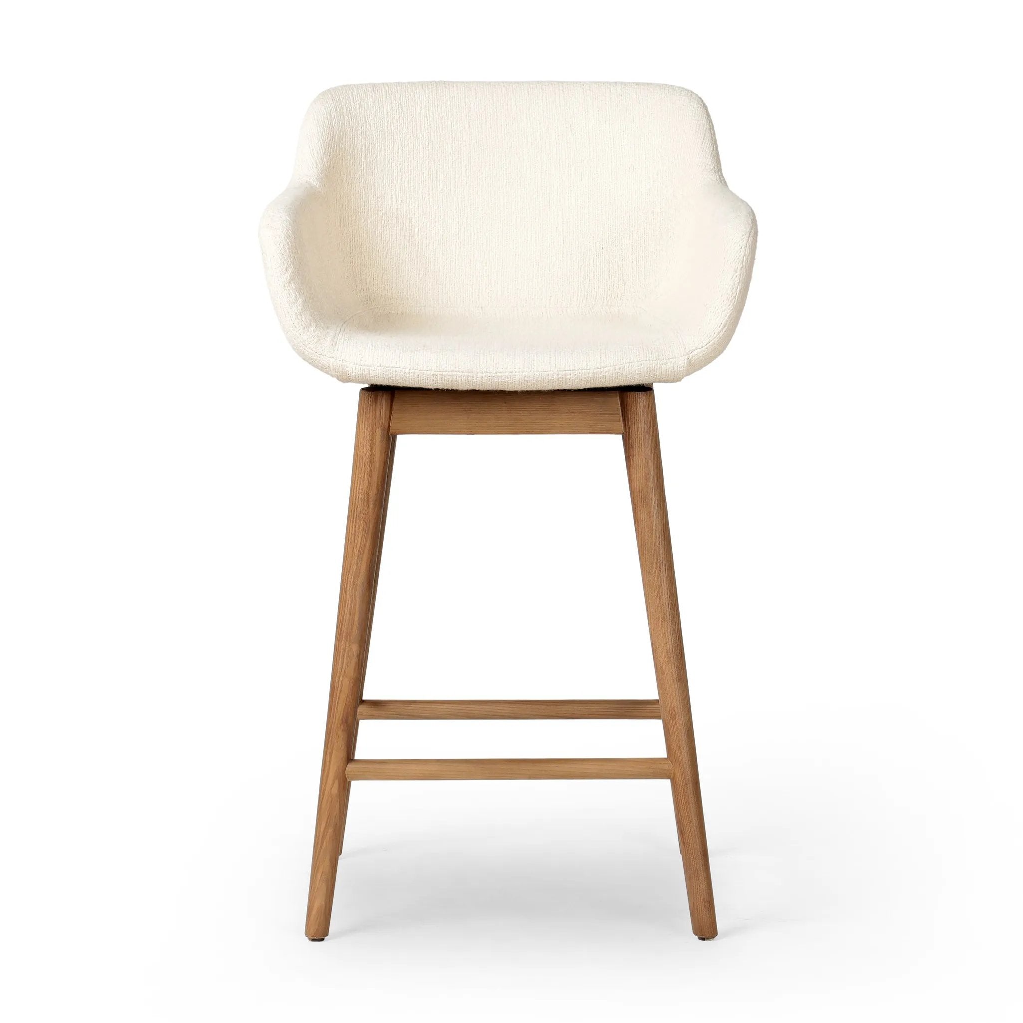 Featuring Hannah Kerbey Ivory Swivel Bar + Counter Stool by Four Hands at Amethyst Home. BarOverall Dimensions: 21.75"w x 20.50"d x 40.75"hWeight: 23.81 lbsCounterOverall Dimensions: 21.75"w x 20.50"d x 36.75"hWeight: 21.61 lbsMaterials: 96% Polyester, 4% Acrylic, Solid Ash, Poplar Plywood. Amethyst Home provides interior design, new home construction design consulting, vintage area rugs, and lighting in the Austin metro area.