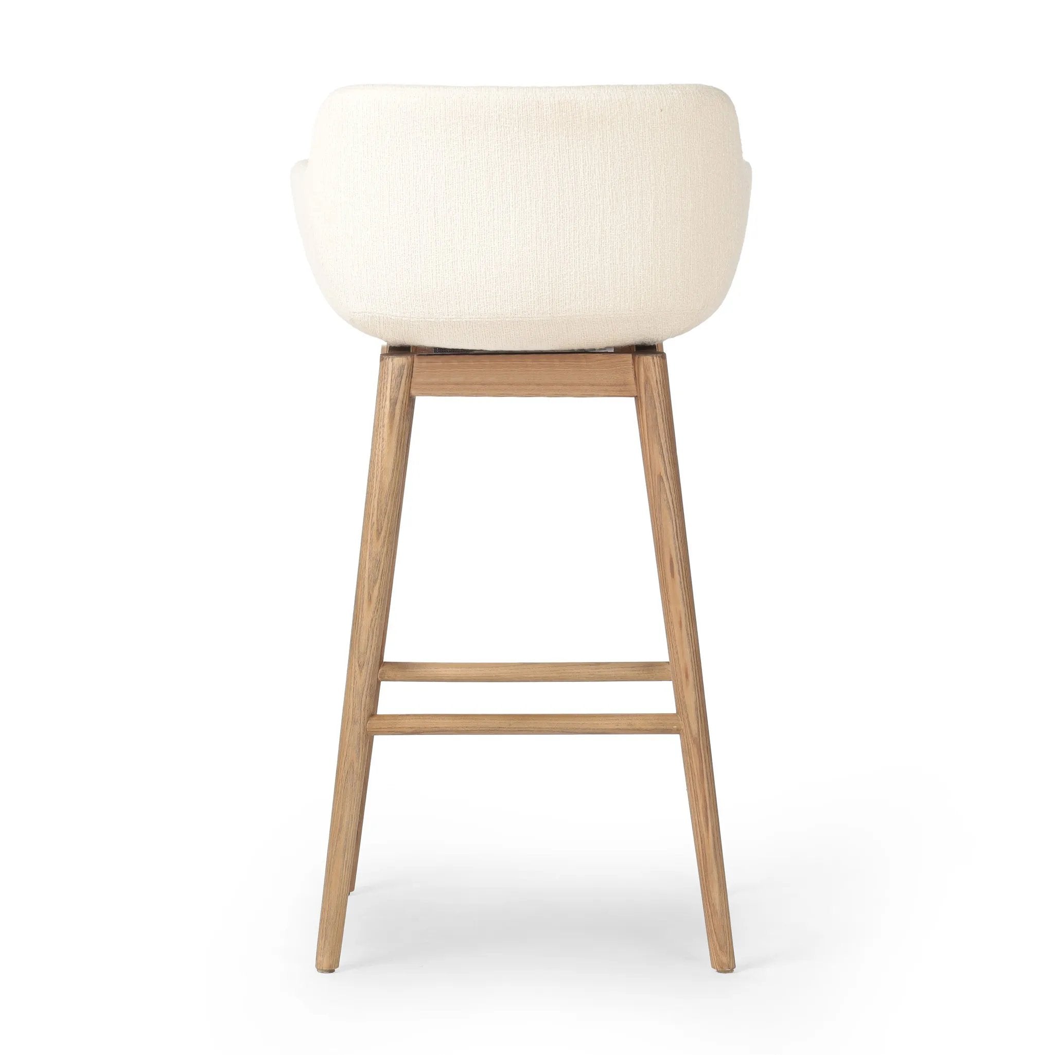 Featuring Hannah Kerbey Ivory Swivel Bar + Counter Stool by Four Hands at Amethyst Home. BarOverall Dimensions: 21.75"w x 20.50"d x 40.75"hWeight: 23.81 lbsCounterOverall Dimensions: 21.75"w x 20.50"d x 36.75"hWeight: 21.61 lbsMaterials: 96% Polyester, 4% Acrylic, Solid Ash, Poplar Plywood. Amethyst Home provides interior design, new home construction design consulting, vintage area rugs, and lighting in the Boston metro area.