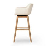 Featuring Hannah Kerbey Ivory Swivel Bar + Counter Stool by Four Hands at Amethyst Home. BarOverall Dimensions: 21.75"w x 20.50"d x 40.75"hWeight: 23.81 lbsCounterOverall Dimensions: 21.75"w x 20.50"d x 36.75"hWeight: 21.61 lbsMaterials: 96% Polyester, 4% Acrylic, Solid Ash, Poplar Plywood. Amethyst Home provides interior design, new home construction design consulting, vintage area rugs, and lighting in the Calabasas metro area.