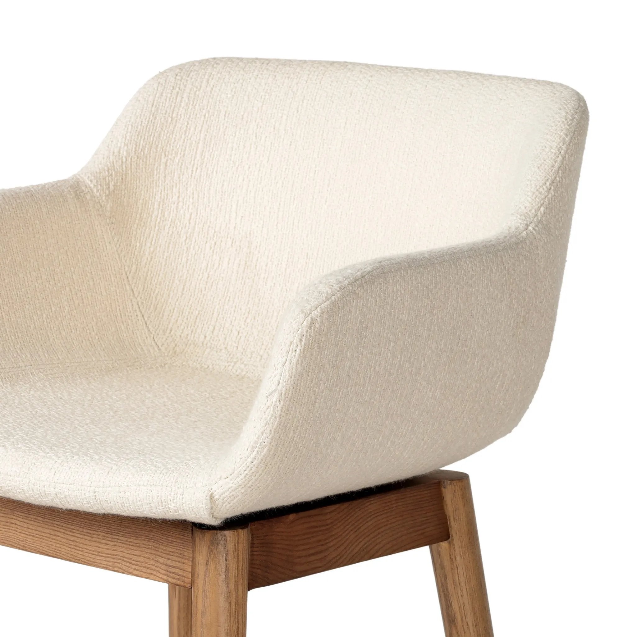Featuring Hannah Kerbey Ivory Swivel Bar + Counter Stool by Four Hands at Amethyst Home. BarOverall Dimensions: 21.75"w x 20.50"d x 40.75"hWeight: 23.81 lbsCounterOverall Dimensions: 21.75"w x 20.50"d x 36.75"hWeight: 21.61 lbsMaterials: 96% Polyester, 4% Acrylic, Solid Ash, Poplar Plywood. Amethyst Home provides interior design, new home construction design consulting, vintage area rugs, and lighting in the Newport Beach metro area.