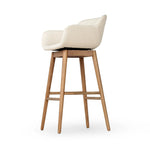 Featuring Hannah Kerbey Ivory Swivel Bar + Counter Stool by Four Hands at Amethyst Home. BarOverall Dimensions: 21.75"w x 20.50"d x 40.75"hWeight: 23.81 lbsCounterOverall Dimensions: 21.75"w x 20.50"d x 36.75"hWeight: 21.61 lbsMaterials: 96% Polyester, 4% Acrylic, Solid Ash, Poplar Plywood. Amethyst Home provides interior design, new home construction design consulting, vintage area rugs, and lighting in the Park City metro area.