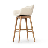 Featuring Hannah Kerbey Ivory Swivel Bar + Counter Stool by Four Hands at Amethyst Home. BarOverall Dimensions: 21.75"w x 20.50"d x 40.75"hWeight: 23.81 lbsCounterOverall Dimensions: 21.75"w x 20.50"d x 36.75"hWeight: 21.61 lbsMaterials: 96% Polyester, 4% Acrylic, Solid Ash, Poplar Plywood. Amethyst Home provides interior design, new home construction design consulting, vintage area rugs, and lighting in the Park City metro area.