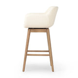 Featuring Hannah Kerbey Ivory Swivel Bar + Counter Stool by Four Hands at Amethyst Home. BarOverall Dimensions: 21.75"w x 20.50"d x 40.75"hWeight: 23.81 lbsCounterOverall Dimensions: 21.75"w x 20.50"d x 36.75"hWeight: 21.61 lbsMaterials: 96% Polyester, 4% Acrylic, Solid Ash, Poplar Plywood. Amethyst Home provides interior design, new home construction design consulting, vintage area rugs, and lighting in the Scottsdale metro area.