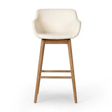 Featuring Hannah Kerbey Ivory Swivel Bar + Counter Stool by Four Hands at Amethyst Home. BarOverall Dimensions: 21.75"w x 20.50"d x 40.75"hWeight: 23.81 lbsCounterOverall Dimensions: 21.75"w x 20.50"d x 36.75"hWeight: 21.61 lbsMaterials: 96% Polyester, 4% Acrylic, Solid Ash, Poplar Plywood. Amethyst Home provides interior design, new home construction design consulting, vintage area rugs, and lighting in the Washington metro area.