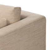 With traditional details like turned oak legs and brass casters, this low-profile accent chair features an elongated bench seat for an inviting sit. Performance fabric in neutral wheat finishes a knife-edge back and boxed arm cushions Amethyst Home provides interior design, new home construction design consulting, vintage area rugs, and lighting in the Newport Beach metro area.