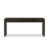 Featuring Henry Charcoal Oak Thick Veneer Desk by Four Hands at Amethyst Home. Made from solid reclaimed oak finished in a rustic charcoal, this slim-profile desk shapes subtly curved corners, bringing a handcrafted look to a minimalist form. Designed in partnership with longtime Four Hands collaborator Thomas Bina and Brazilian designer Ronald Sasson.Overall D. Amethyst Home provides interior design, new home construction design consulting, vintage area rugs, and lighting in the Omaha metro area.