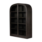With rounded sides inspired by Eighties design, almond-finished oak brings depth into any room in your home. Spacious shelves create endless storage and display options for favorite books and keepsakes, all visible through clear tempered glass Amethyst Home provides interior design, new home construction design consulting, vintage area rugs, and lighting in the Laguna Beach metro area.