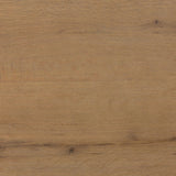This modern take on the traditional trestle table features two angular bases, mirrored and united by softened square center beam. Dramatically angled legs pull the eye toward beautifully curved detailing. Crafted of oak with a light, natural finish. Amethyst Home provides interior design, new home construction design consulting, vintage area rugs, and lighting in the Boston metro area.
