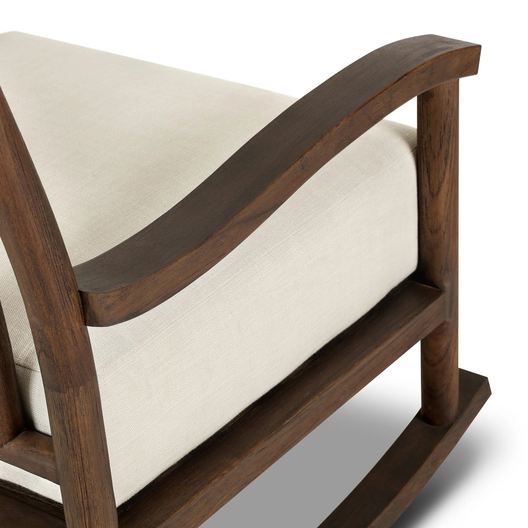 Bring the antique look to the outdoors with this vintage-style outdoor rocking chair. Paired back details let the FSC®-certified teak frame, crosshatch cane panel back and sink-in cushioned seat tell a story of comfort and character. Cover or store inside during inclement weather and when not in use. Amethyst Home provides interior design, new home construction design consulting, vintage area rugs, and lighting in the Los Angeles metro area.