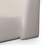 Angled wings anchor the sides of this reimagined shelter bed, grounding an upholstered bed frame. Off-white Crypton® performance fabric covers all-around cushioning. Crypton® performance fabric is specially engineered for protection against stains, moisture and odor Amethyst Home provides interior design, new home construction design consulting, vintage area rugs, and lighting in the Nashville metro area.