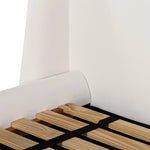 Angled wings anchor the sides of this reimagined shelter bed, grounding an upholstered bed frame. Off-white Crypton® performance fabric covers all-around cushioning. Crypton® performance fabric is specially engineered for protection against stains, moisture and odor Amethyst Home provides interior design, new home construction design consulting, vintage area rugs, and lighting in the San Diego metro area.