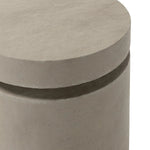 This outdoor propane tank enclosure pairs with fire tables for a clean, seamless look. Made from glass-reinforced concrete, each piece is naturally finished with subtle tones of grey and cream. It can act as an end table with its lid on, and has cutouts at the base for hose attachments. Amethyst Home provides interior design, new home construction design consulting, vintage area rugs, and lighting in the Scottsdale metro area.