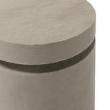 This outdoor propane tank enclosure pairs with fire tables for a clean, seamless look. Made from glass-reinforced concrete, each piece is naturally finished with subtle tones of grey and cream. It can act as an end table with its lid on, and has cutouts at the base for hose attachments. Amethyst Home provides interior design, new home construction design consulting, vintage area rugs, and lighting in the Scottsdale metro area.