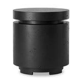 This outdoor propane tank enclosure pairs with fire tables for a clean, seamless look. Made from glass-reinforced concrete, each piece is naturally finished with deep tones of charcoal. It can act as an end table with its lid on, and has cutouts at the base for hose attachments. Cover or store indoors during inclement weather and when not in use. Amethyst Home provides interior design, new home construction design consulting, vintage area rugs, and lighting in the Alpharetta metro area.