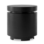 This outdoor propane tank enclosure pairs with fire tables for a clean, seamless look. Made from glass-reinforced concrete, each piece is naturally finished with deep tones of charcoal. It can act as an end table with its lid on, and has cutouts at the base for hose attachments. Cover or store indoors during inclement weather and when not in use. Amethyst Home provides interior design, new home construction design consulting, vintage area rugs, and lighting in the Tampa metro area.