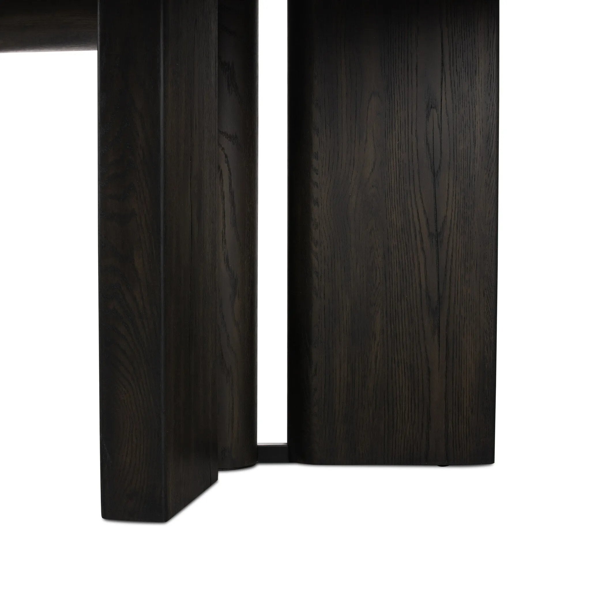 Featuring Huxley Smoked Black Veneer Dining Table by Four Hands at Amethyst Home. A smoked black finish brings character to this substantially sized dining table. Angled panel legs separated by a round cylinder craft a geometric look.
Overall Dimensions: 42.0" L x 100.0 " W x 30.0" H
Materials: Thick Oak Veneer, Solid OakWeight: 239.2 lbs. Amethyst Home provides interior design, new home construction design consulting, vintage area rugs, and lighting in the Charlotte metro area.