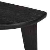 Simple shaping, endless options. Finished in a brownish grey, character-rich reclaimed woods shape a half-circle tabletop and softened tapered legs. Ideal for styling next to your favorite sofa or reading chair, or up against the wall if you're short on space. Amethyst Home provides interior design, new home construction design consulting, vintage area rugs, and lighting in the Omaha metro area.
