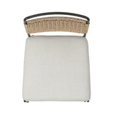 Inspired by Art Deco designs, this outdoor dining chair introduces a sense of movement to a classic silhouette. Subtly curved metal framing, a woven back and upholstered seat cushion craft a thoughtful mix of materials. Cover or store inside during inclement weather and when not in use. Amethyst Home provides interior design, new home construction design consulting, vintage area rugs, and lighting in the Monterey metro area.
