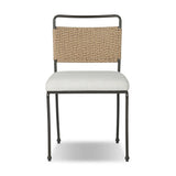 Inspired by Art Deco designs, this outdoor dining chair introduces a sense of movement to a classic silhouette. Subtly curved metal framing, a woven back and upholstered seat cushion craft a thoughtful mix of materials. Cover or store inside during inclement weather and when not in use. Amethyst Home provides interior design, new home construction design consulting, vintage area rugs, and lighting in the Newport Beach metro area.