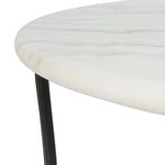Inspired by Art Deco designs, this outdoor bistro dining table introduces a sense of movement to a classic silhouette. Graceful, flowing lines on the base pair with a white marble top for a classic black-and-white look. Cover or store inside during inclement weather and when not in use. Amethyst Home provides interior design, new home construction design consulting, vintage area rugs, and lighting in the Los Angeles metro area.