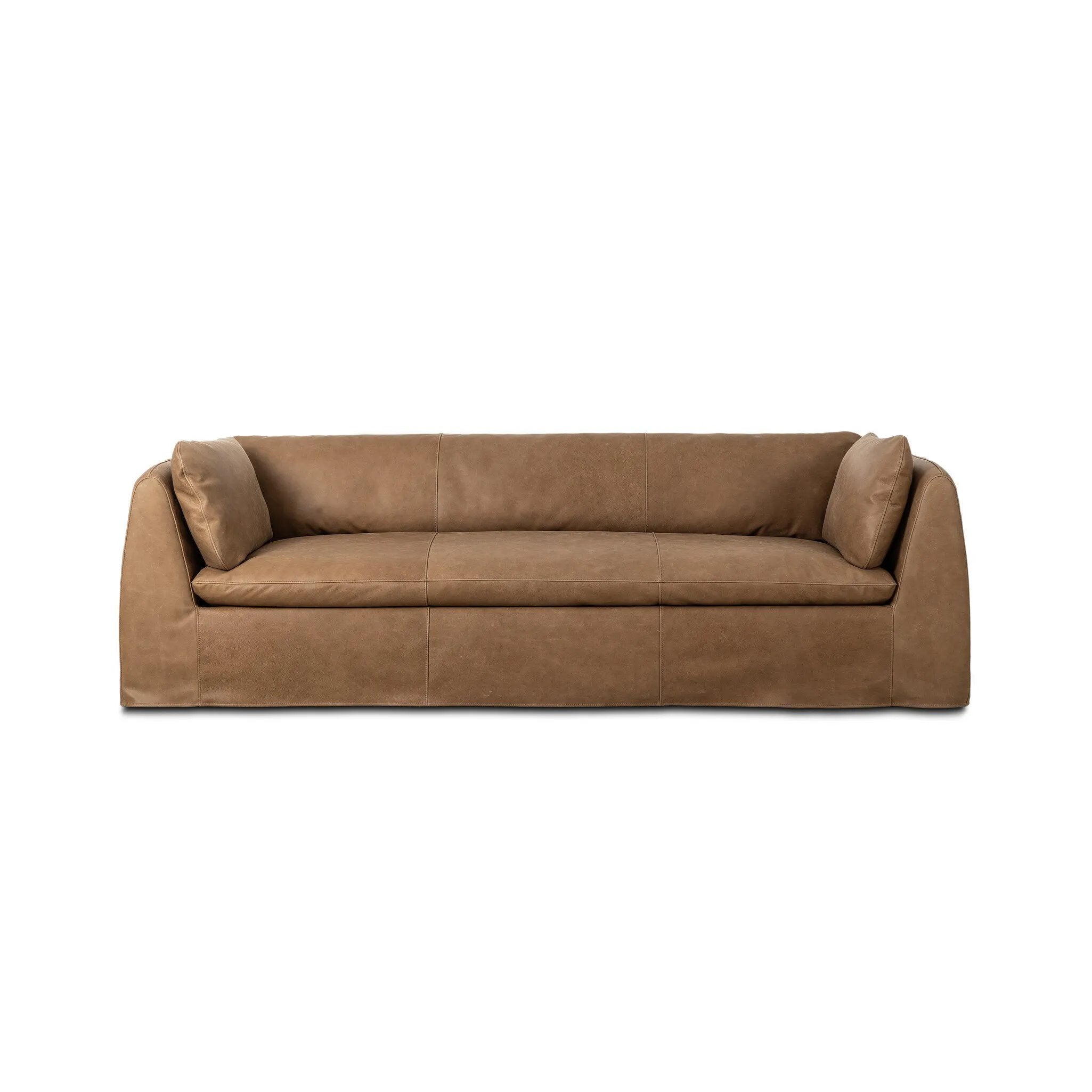 Elevate your everyday with a luxurious twist on the slipcovered sofa. Rich top-grain leather covers wide arms, tapered framing and knife-edge cushioning designed for comfort. Slipcover fully removable Amethyst Home provides interior design, new home construction design consulting, vintage area rugs, and lighting in the Houston metro area.
