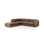 Featuring Ingel Antwerp Cafe 4-Piece Sectional W/ Ottoman by Four Hands at Amethyst Home. Inflated, pillow-inspired cushioning all around brings cozy comfort to the room. High-performance linen offers the best of both worlds on this plush and welcoming sectional.  Inflated arms, feather-fiber blend cushioning, a soft, durable linen fabric and the coordinatin. Amethyst Home provides interior design, new home construction design consulting, vintage area rugs, and lighting in the Portland metro area.