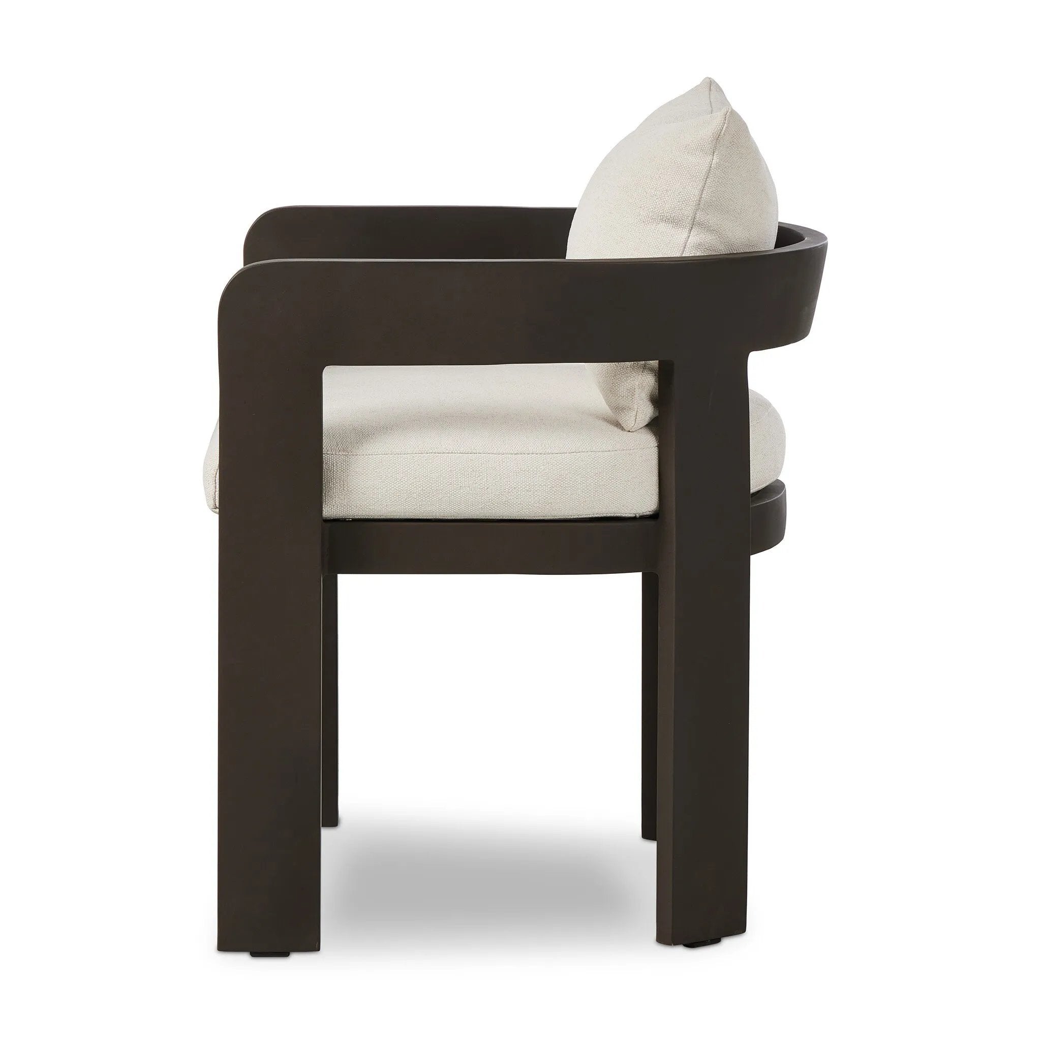 Featuring Jackson Alessi Linen Outdoor Metal Dining Chair by Four Hands at Amethyst Home. Introducing the Jackson Alessi Linen Outdoor Metal Dining Chair, the perfect addition to your outdoor space. Crafted with durable metal and coated in a sleek linen finish, this dining chair combines style and functionality. With its comfortable design, it's the perfec. Amethyst Home provides interior design, new home construction design consulting, vintage area rugs, and lighting in the Washington metro area.