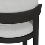 Crisp upholstery and metal framing form a simple barrel back outdoor dining chair, complemented by softened edges and a fluid shape for a classic look. Cover or store inside during inclement weather and when not in use. Amethyst Home provides interior design, new home construction design consulting, vintage area rugs, and lighting in the Boston metro area.