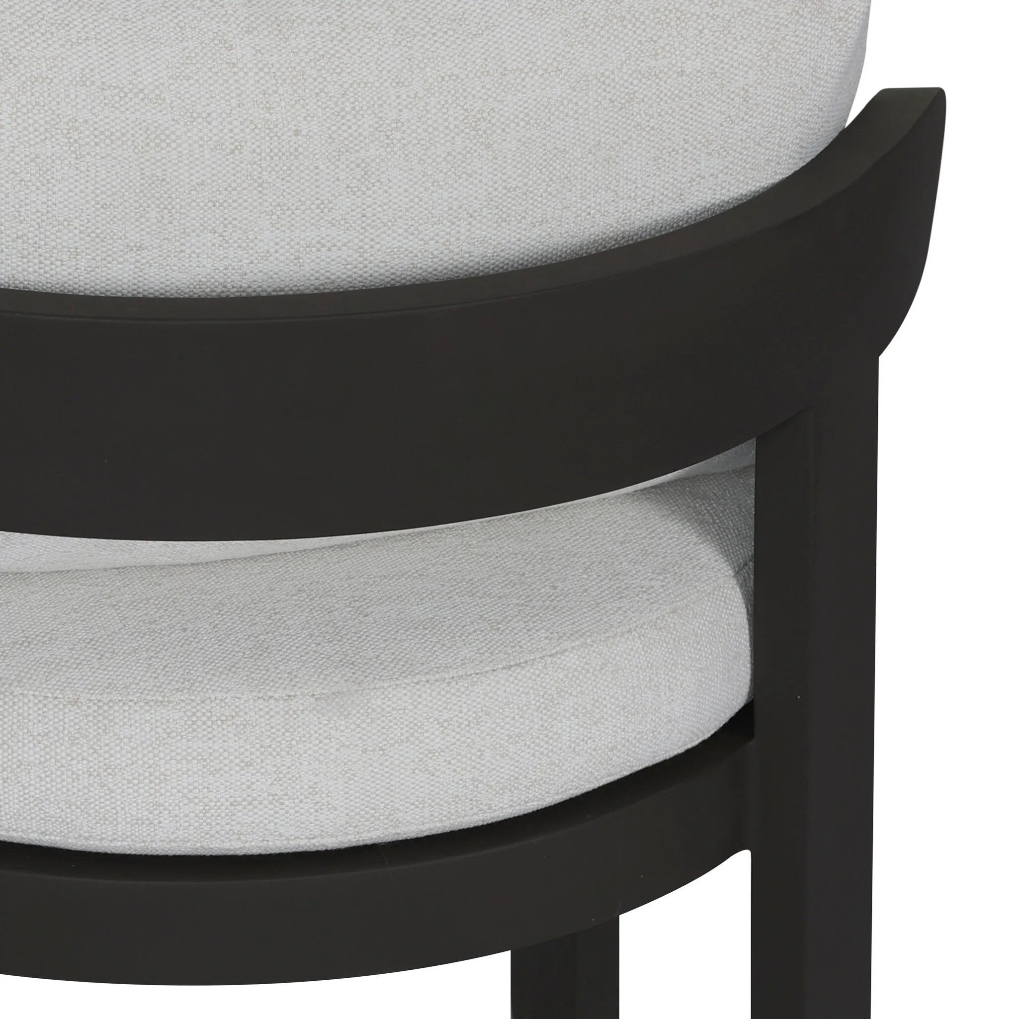 Crisp upholstery and metal framing form a simple barrel back outdoor dining chair, complemented by softened edges and a fluid shape for a classic look. Cover or store inside during inclement weather and when not in use. Amethyst Home provides interior design, new home construction design consulting, vintage area rugs, and lighting in the Boston metro area.