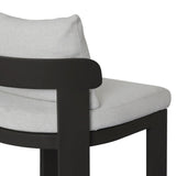 Crisp upholstery and metal framing form a simple barrel back outdoor dining chair, complemented by softened edges and a fluid shape for a classic look. Cover or store inside during inclement weather and when not in use. Amethyst Home provides interior design, new home construction design consulting, vintage area rugs, and lighting in the Washington metro area.