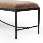 Channel Art Deco with a curved stretcher base of bronzed hammered iron and a velvety seat in a versatile earth tone. Style in the bedroom or entryway to create an extra surface, or in your living space for bonus seating Amethyst Home provides interior design, new home construction design consulting, vintage area rugs, and lighting in the Seattle metro area.