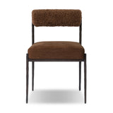 The armless dining chair gets a playful update with a bolstered cylinder seat back. Made from soft shearling and hammered metal — a Seventies-inspired material mix to elevate any dining space. Performance fabrics are specially created to withstand spills, stains, high traffic and wear, ensuring long-term comfort and unmatched durability Amethyst Home provides interior design, new home construction design consulting, vintage area rugs, and lighting in the Winter Garden metro area.