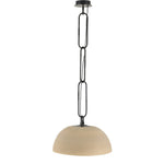An oversized dome with a speckled glossy finish hangs from overscale chain links for impact. Links are removable to adjust the length Amethyst Home provides interior design, new home construction design consulting, vintage area rugs, and lighting in the Portland metro area.