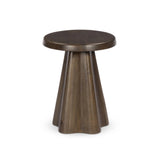 Add an extra surface anywhere with a solid mango end table with a playful clover shape Amethyst Home provides interior design, new home construction design consulting, vintage area rugs, and lighting in the Tampa metro area.