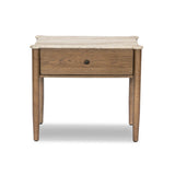 Bring storage to the bedside. Off-white marble pairs with light brown oak for a warm, minimalist look. This traditional-spirited nightstand's bullnose edges and rounded corners balance out the piece’s rectangular case.As lovers of natural design at Amethyst, we love the designer inspired Joah Nightstand - Antique White Marble. Amethyst Home provides interior design, new home construction design consulting, vintage area rugs, and lighting in the Monterey metro area.
