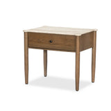 Bring storage to the bedside. Off-white marble pairs with light brown oak for a warm, minimalist look. This traditional-spirited nightstand's bullnose edges and rounded corners balance out the piece’s rectangular case.As lovers of natural design at Amethyst, we love the designer inspired Joah Nightstand - Antique White Marble. Amethyst Home provides interior design, new home construction design consulting, vintage area rugs, and lighting in the Scottsdale metro area.