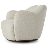 With a high, yarn-like pile that's soft to the touch, ivory upholstery pairs with an S-spring seat and enveloped frame for an inviting look and feel on this 360-degree swivel chair Amethyst Home provides interior design, new home construction design consulting, vintage area rugs, and lighting in the Houston metro area.