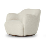 With a high, yarn-like pile that's soft to the touch, ivory upholstery pairs with an S-spring seat and enveloped frame for an inviting look and feel on this 360-degree swivel chair Amethyst Home provides interior design, new home construction design consulting, vintage area rugs, and lighting in the Omaha metro area.