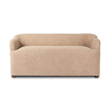 Simply classic. A high wing back pairs with softly rolled arms for a curvy look and supportive sit. Tan shearling-like upholstery invites you to settle in.As fans of natural style at Amethyst, we love the warm modern inspired Kadon Accent Bench - Sheepskin Camel. Amethyst Home provides interior design, new home construction design consulting, vintage area rugs, and lighting in the Charlotte metro area.